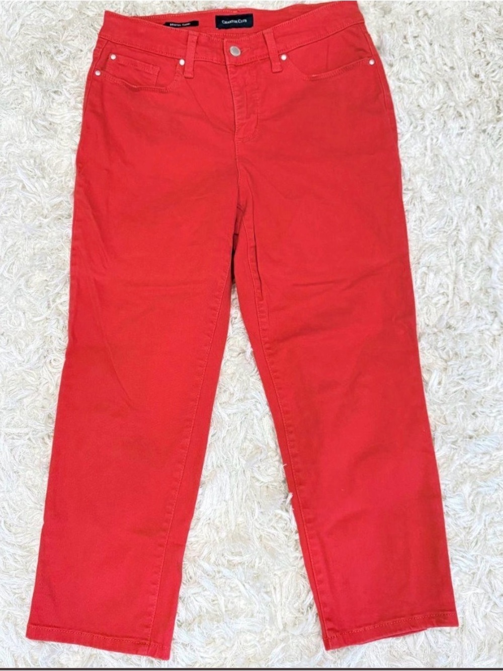 Charter Club Red Straight Crop Bristol Capris